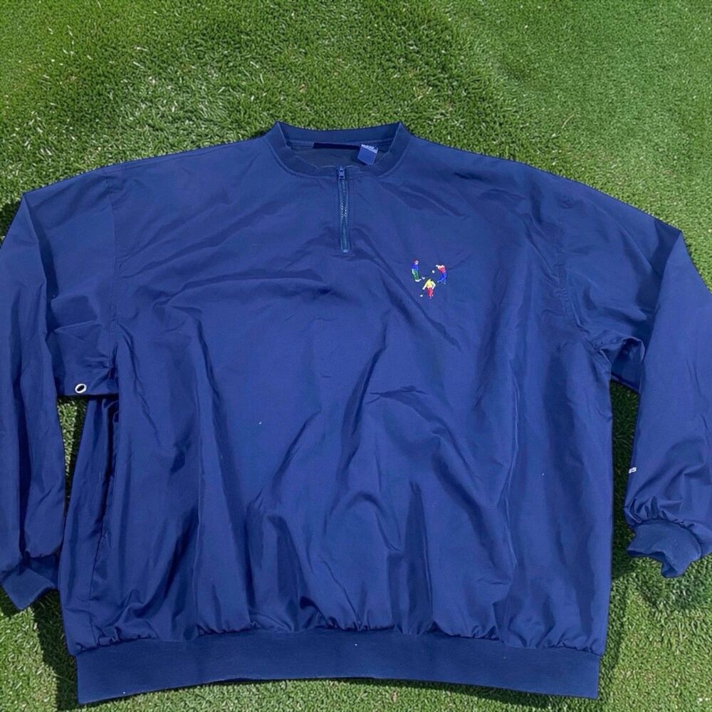 Pivot‎ Rules Windbreaker Mens 2XL Golf 1/4 Zip Lightweight Blue Vintage Jacket